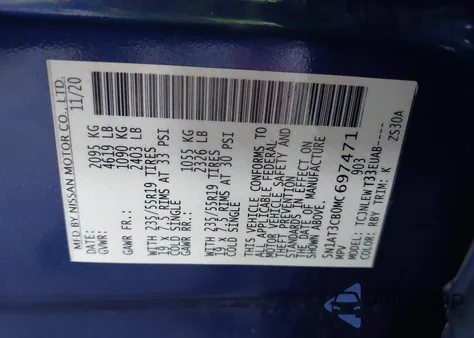 2021 Nissan Rogue Sl Intelligent Awd из США, поврежденный, VIN 5N1AT3CB0MC697471